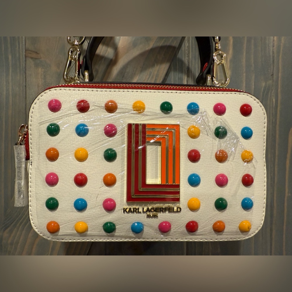 Karl Lagerfeld Multi Color Studded Leather Camera Bag - Picture 7 of 10